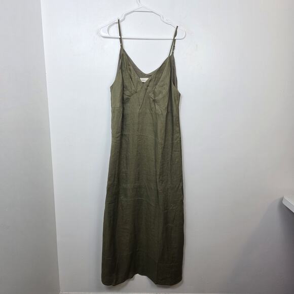 Hirsch & Timber Dresses & Skirts - Hirsch & Timber Green 100% Linen Boho Minimalist Babydoll Maxi Dress Size XL